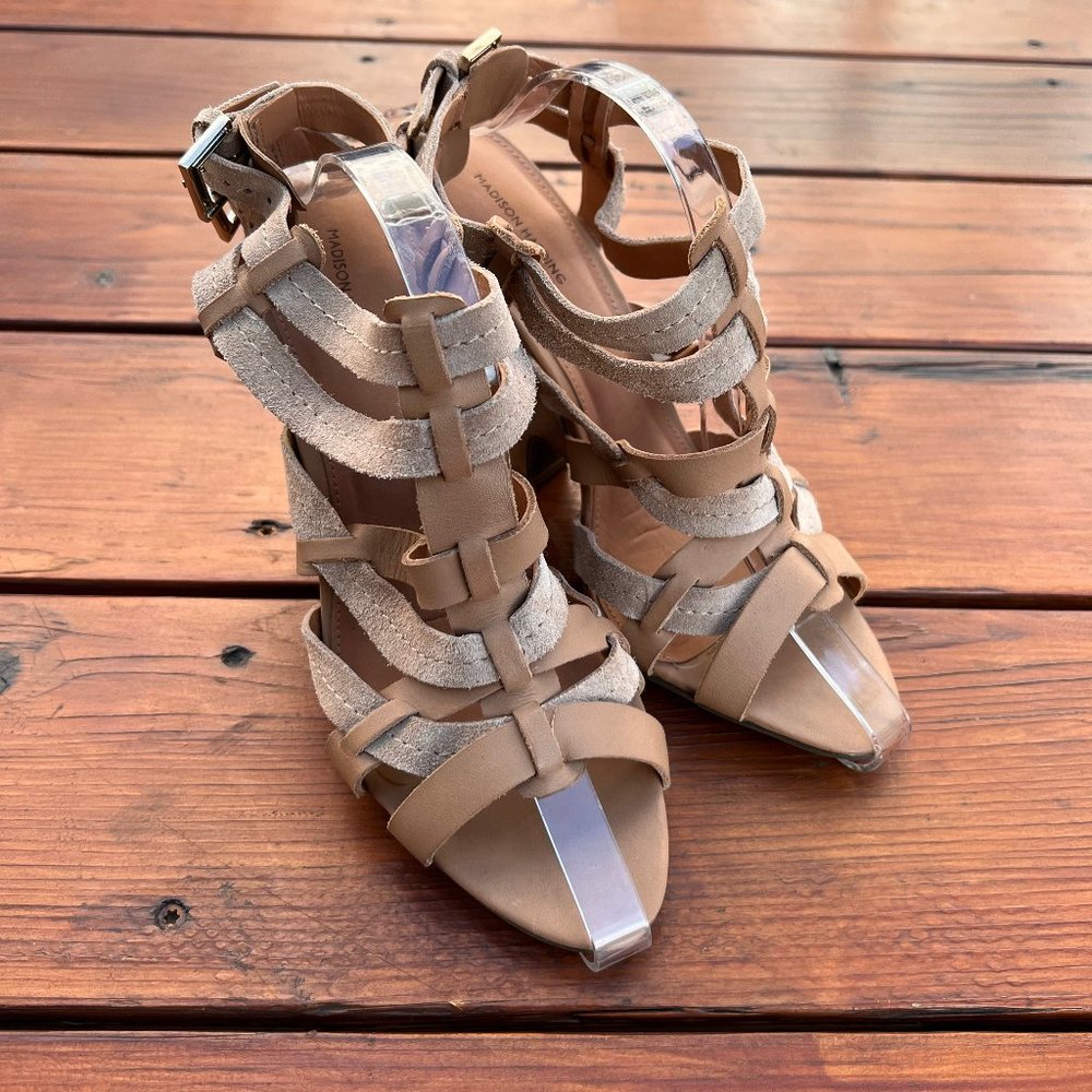Madison Harding Veronique Suede & Wood Wedge Sandals